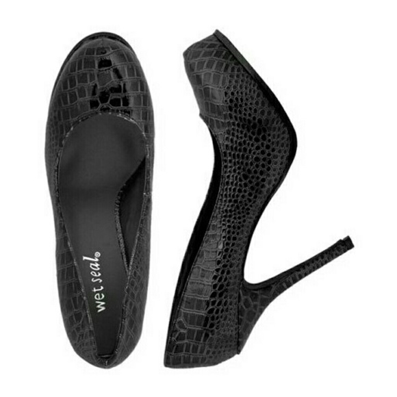 Patent Croc Platform Pump High Heel Stiletto Black