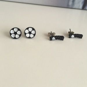 Soccer stud earrings
