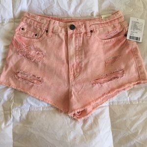Light wash pink high waisted shorts