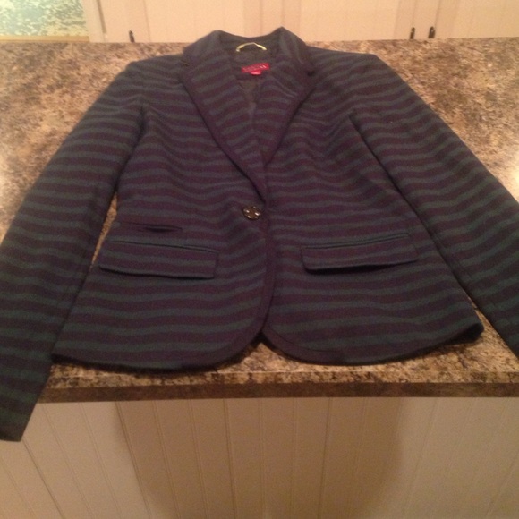 blue and green stripped blazer