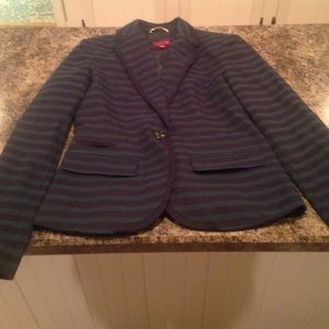 blue and green stripped blazer