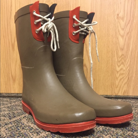 Olive rain boots