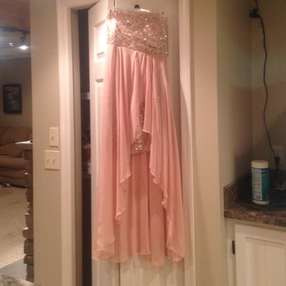 Pink prom dress with sequins