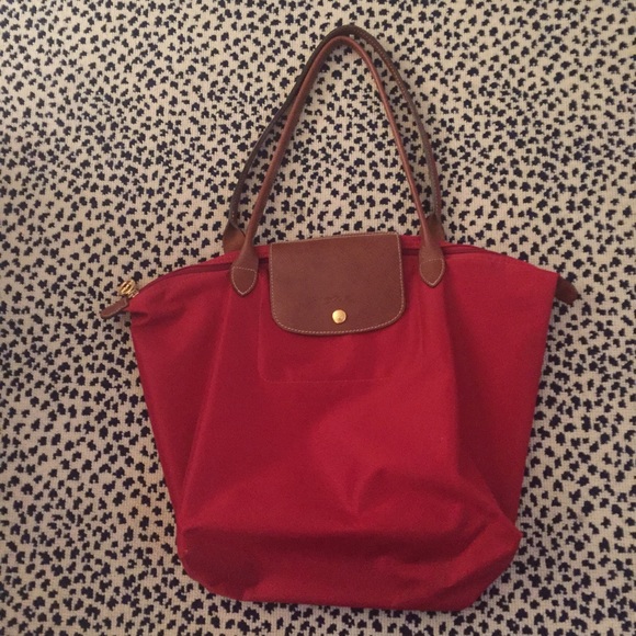 Large LONGCHAMP Le Pliage Tote- red