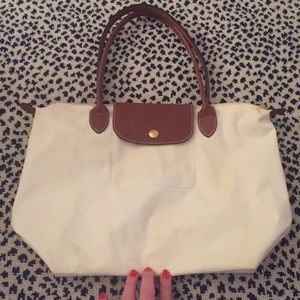 Medium LONGCHAMP Le Pliage tote- white