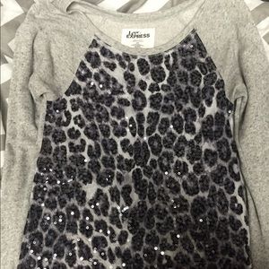 Express Sequin Cheetah Print Sweatshirt