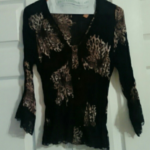 Black and leopard print blouse