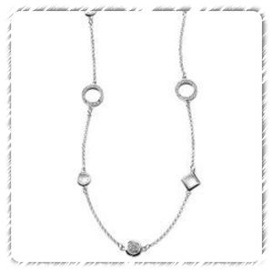 Lia Sophia "Frosted" Silver Necklace w/Cut Crystal