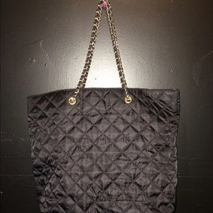Black quilted tote.