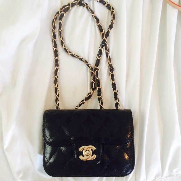 Black quilted crossbody mini purse