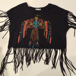 Forever 21 Fringe Bird Shirt
