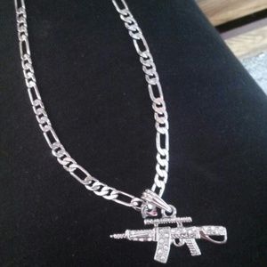 Ak-47 Stainless Silver Necklace