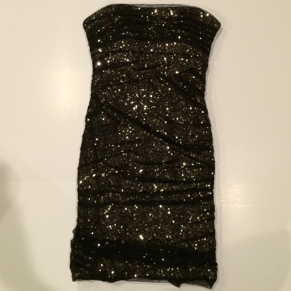 Bebe Black and Gold Bodycon Dress