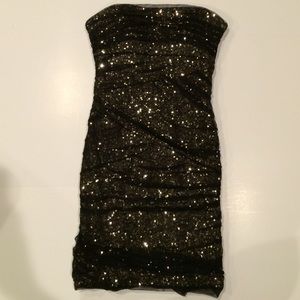 Bebe Black and Gold Bodycon Dress
