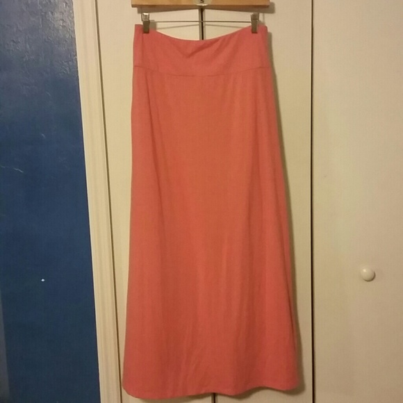 Salmon pink maxi skirt