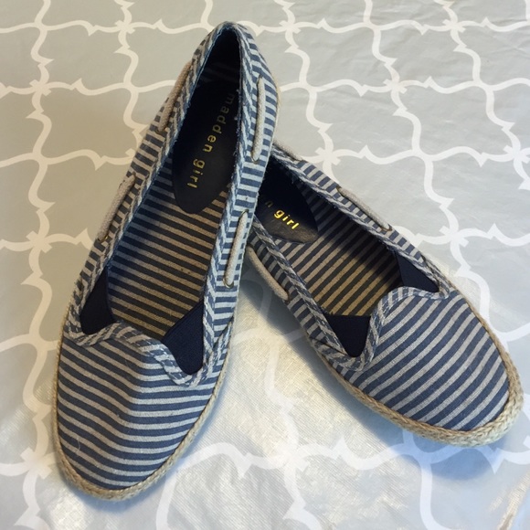 NWOT Madden Girl striped slip ons 6.5