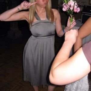 Banana Republic gray silk dress