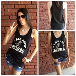 "It's All About Southern" black tank top