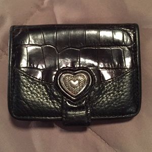 Brighton Black Croco & Smooth Leather Mini Wallet