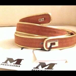 Missoni suede gold trim double wrap belt