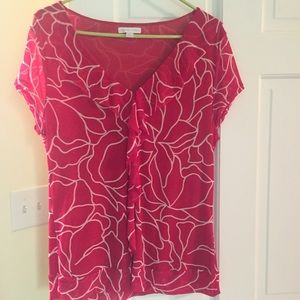 💢SOLD💢Pink & White Ruffle s/s Top💢SOLD💢