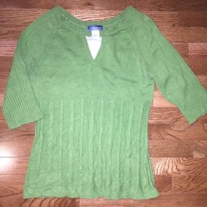 3/4 sleeve green sweater