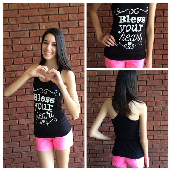 "Bless Your Heart" Black tank top