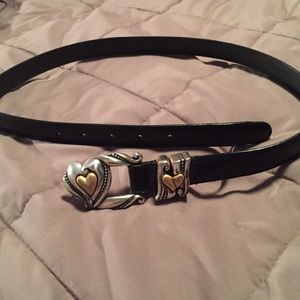 Brighton Black Leather Belt w/ Two-Toned Hardware