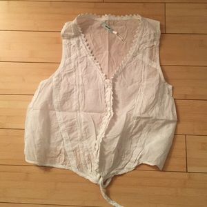 Kimchi Blue Toile Crop Tie Top