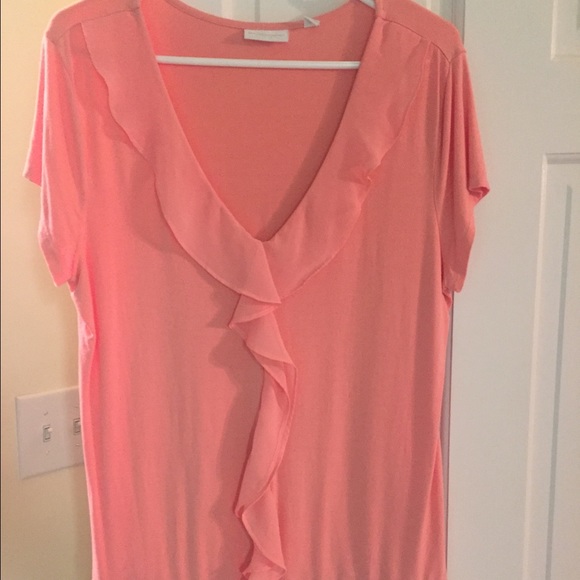 ---SOLD---Peach Ruffle S/S Top - XL--SOLD