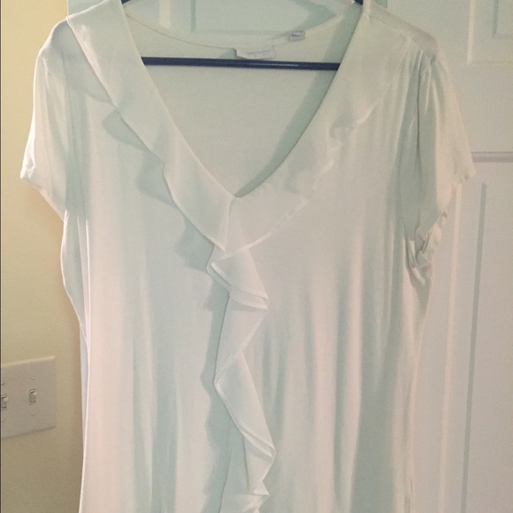 💢SOLD💢White Ruffle S/S Top - XL💢SOLD💢