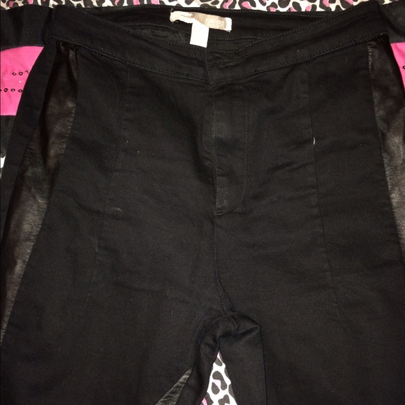 Black leather paneled pants - Picture 3 of 3