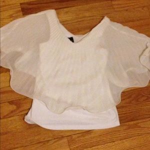 Un Deux Trois white winged shirt