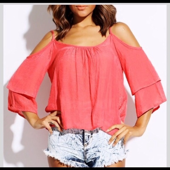 Bundle Beige & Pink Tiered Flutter Sleeve Top - Picture 2 of 4