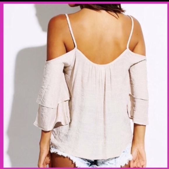 Bundle Beige & Pink Tiered Flutter Sleeve Top - Picture 3 of 4