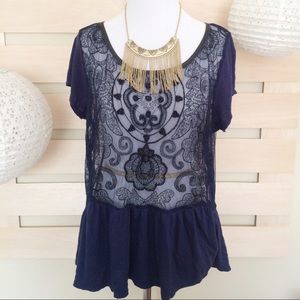 gorgeous blue detailed bohemian blouse