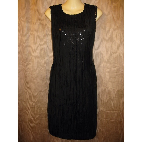 NWT Calvin Klein Black Sequin Illusion LBD Dress 6 - Picture 2 of 4