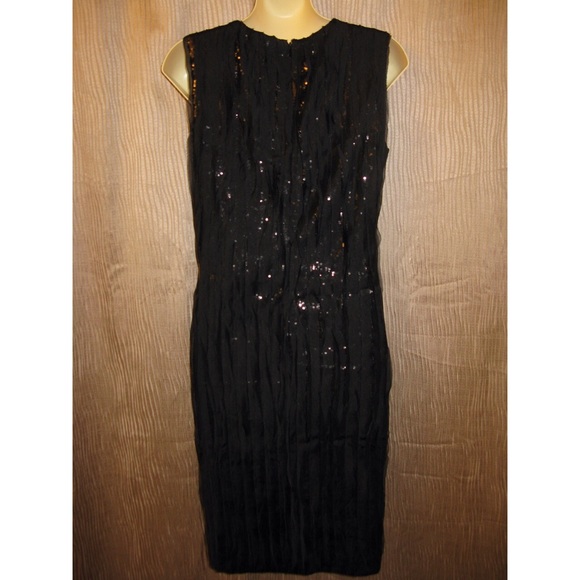 NWT Calvin Klein Black Sequin Illusion LBD Dress 6 - Picture 3 of 4
