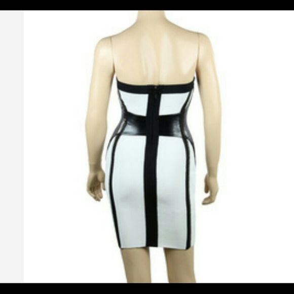 SOLD black and white bandage leatherette dress - Picture 2 of 4