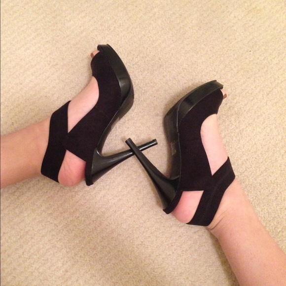 Black suede heels