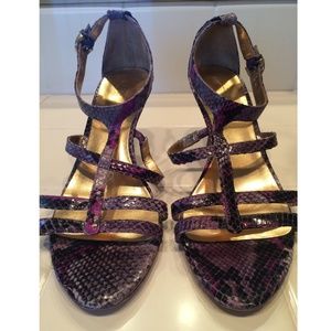 Coach purple faux snake/alligator heels