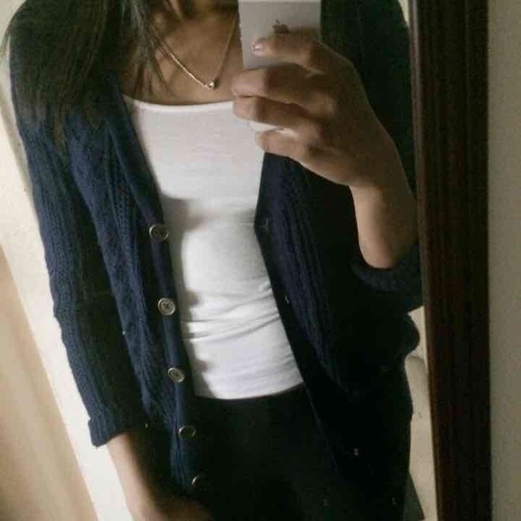 F21 Dark Blue Knit Cardigan
