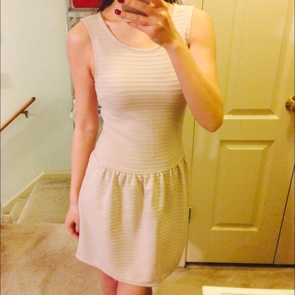 Cream fitted low waist dress