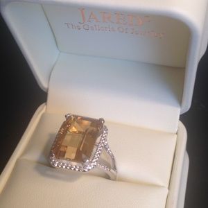 Jareds citrine and diamond sterling silver ring.