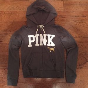 grey PINK zip up hoodie