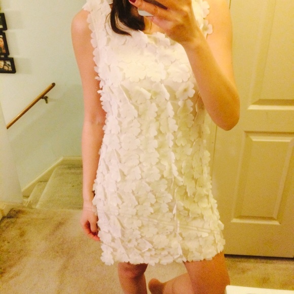 3d flowers white dress