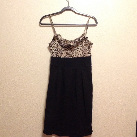Cheetah print black dress