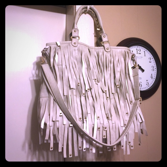Taupe Fringe Crossbody/Tote