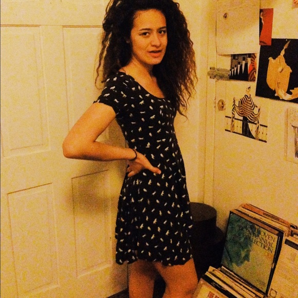 Black wolf print dress.