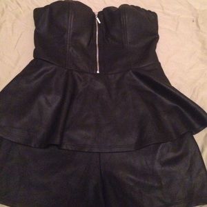 Leather short jumpsuit